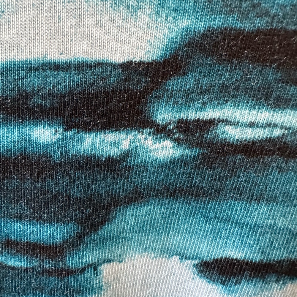 🌊 Christopher & Banks Petite Top P/L Teal Black Abstract Stretch - Picture 3 of 8
